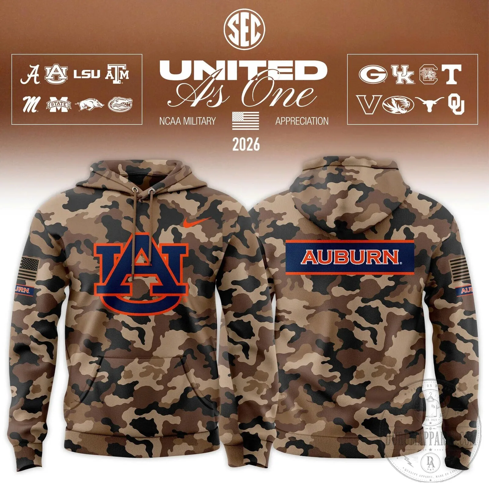 NCAA SEC Military Appreciation United As One Camouflage Hoodie 16 NCAA SEC Military Appreciation United As One Camouflage Hoodie