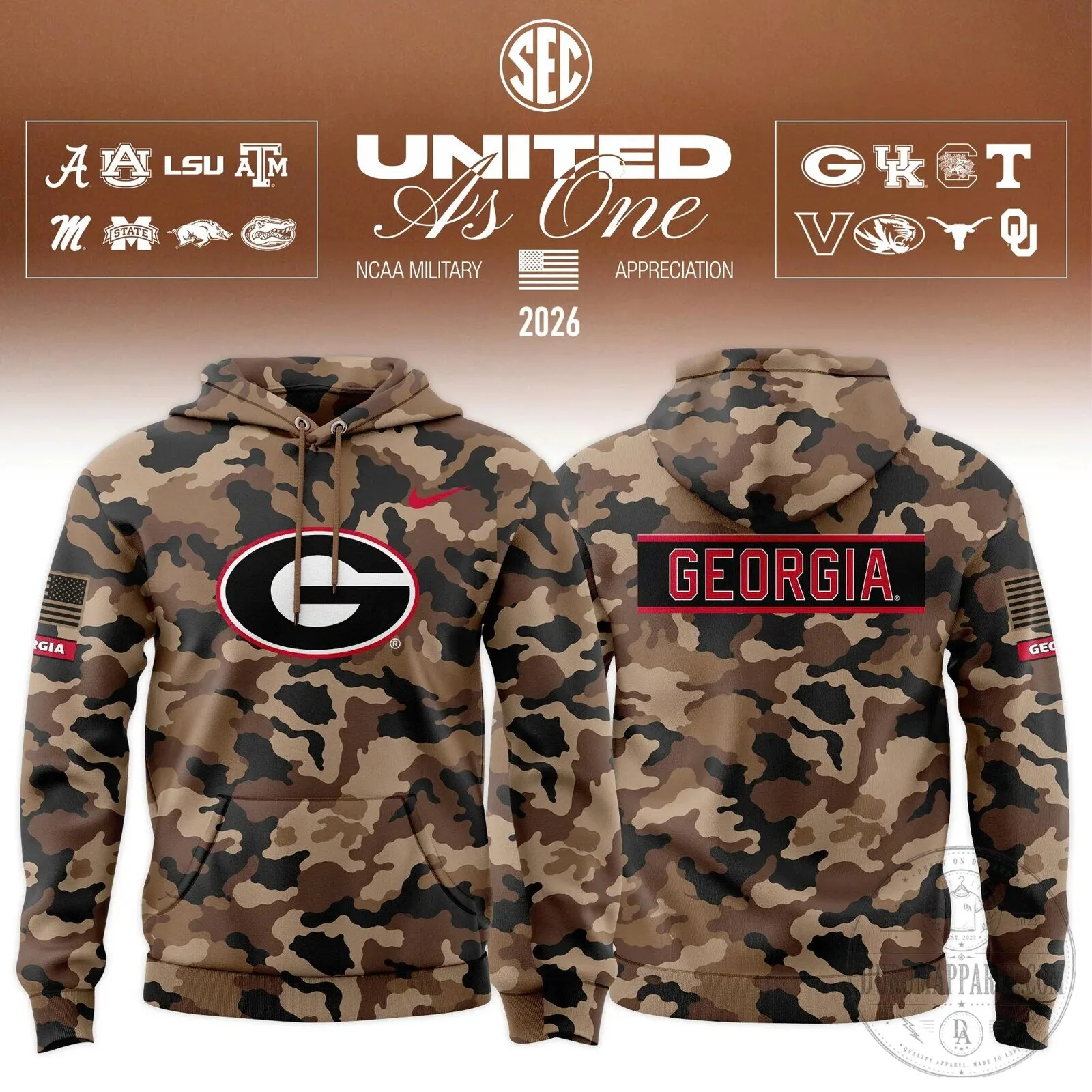 NCAA SEC Military Appreciation United As One Camouflage Hoodie 17 NCAA SEC Military Appreciation United As One Camouflage Hoodie