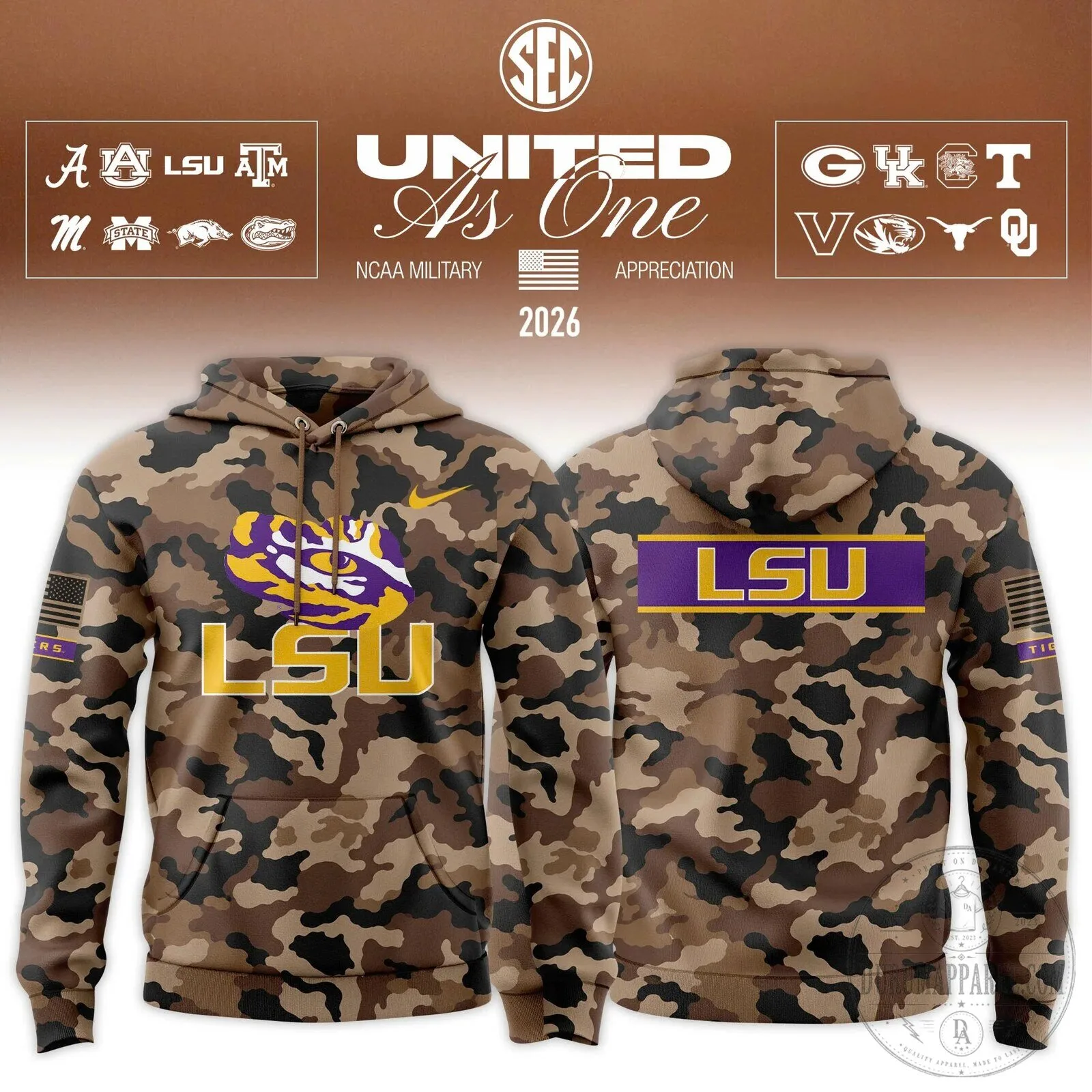 NCAA SEC Military Appreciation United As One Camouflage Hoodie 18 NCAA SEC Military Appreciation United As One Camouflage Hoodie