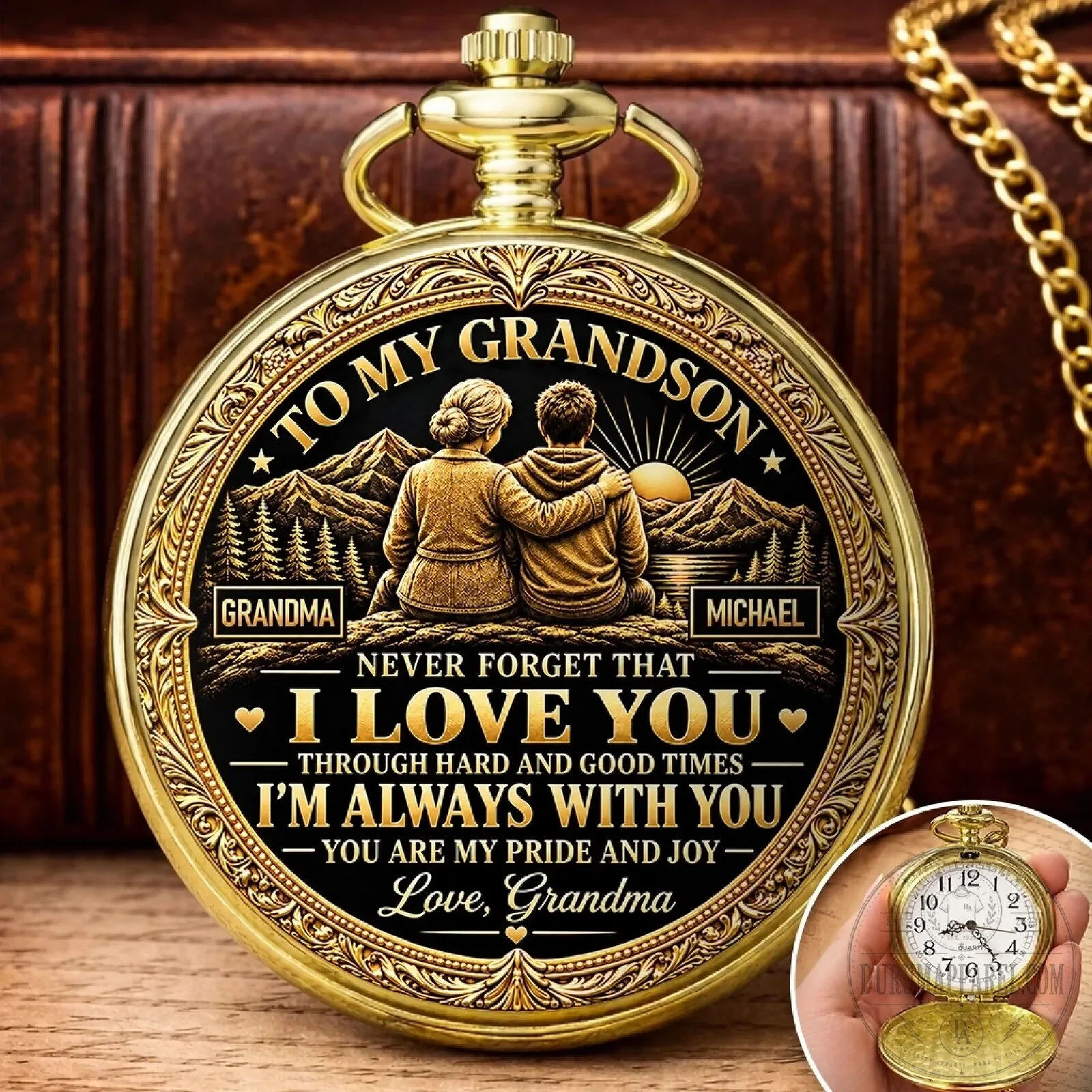 Personalized To My Grandson From Grandma Engraved Pocket Watch 7 Personalized To My Grandson From Grandma Engraved Pocket Watch