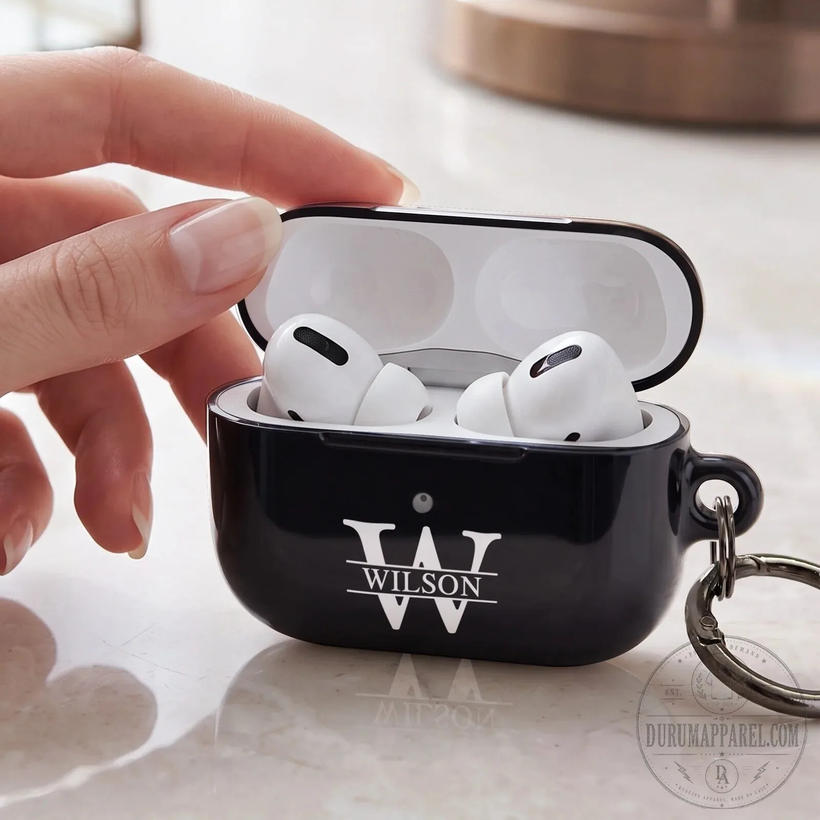 Personalized Initial Monogram AirPods Pro Case with Keychain 10 Personalized Initial Monogram AirPods Pro Case with Keychain