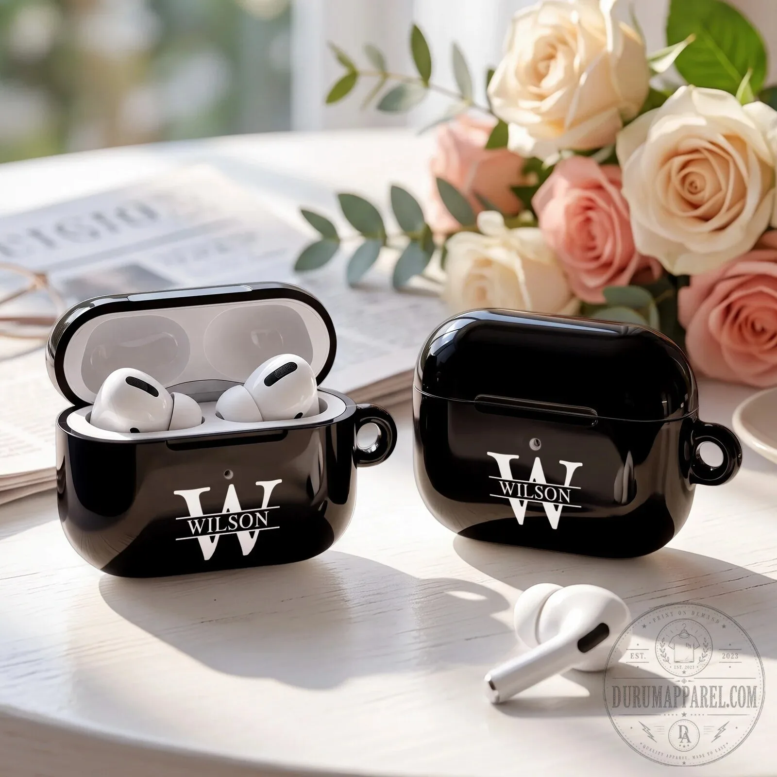 Personalized Initial Monogram AirPods Pro Case with Keychain 11 Personalized Initial Monogram AirPods Pro Case with Keychain